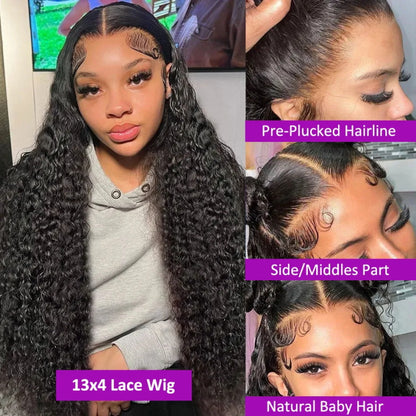 Overnight Shipping Water Wave Human Hair Wigs 13x4 Glueless Lace Frontal Wigs Human Hair Pre Plucked with Baby Hair Wet and Wavy Wigs