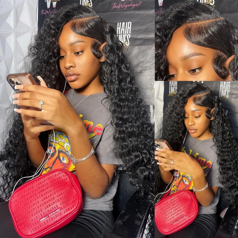 Overnight Shipping Water Wave Human Hair Wigs 13x4 Glueless Lace Frontal Wigs Human Hair Pre Plucked with Baby Hair Wet and Wavy Wigs