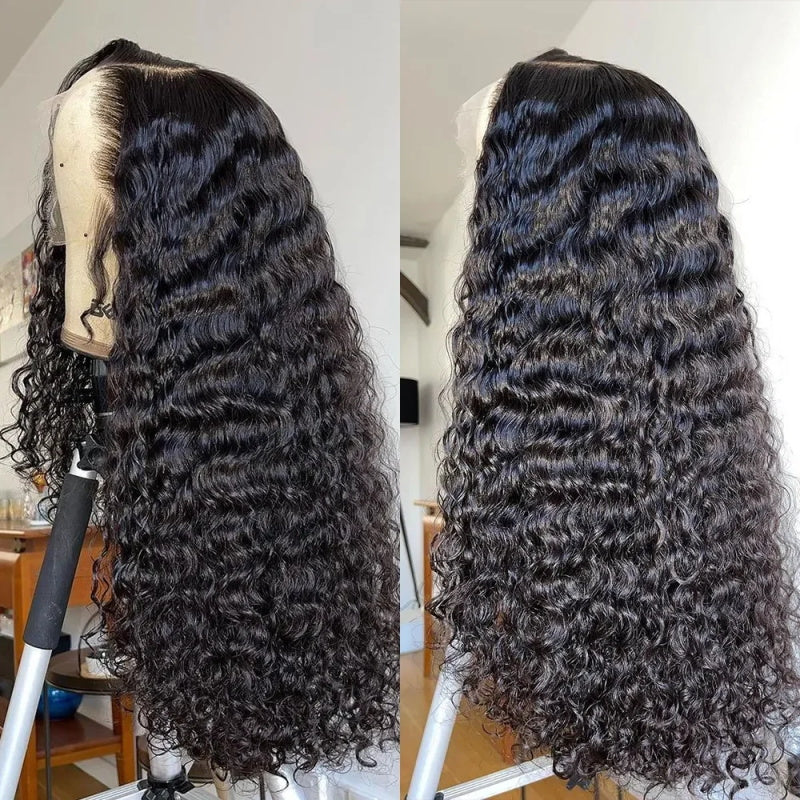 Overnight Shipping Water Wave Human Hair Wigs 13x4 Glueless Lace Frontal Wigs Human Hair Pre Plucked with Baby Hair Wet and Wavy Wigs