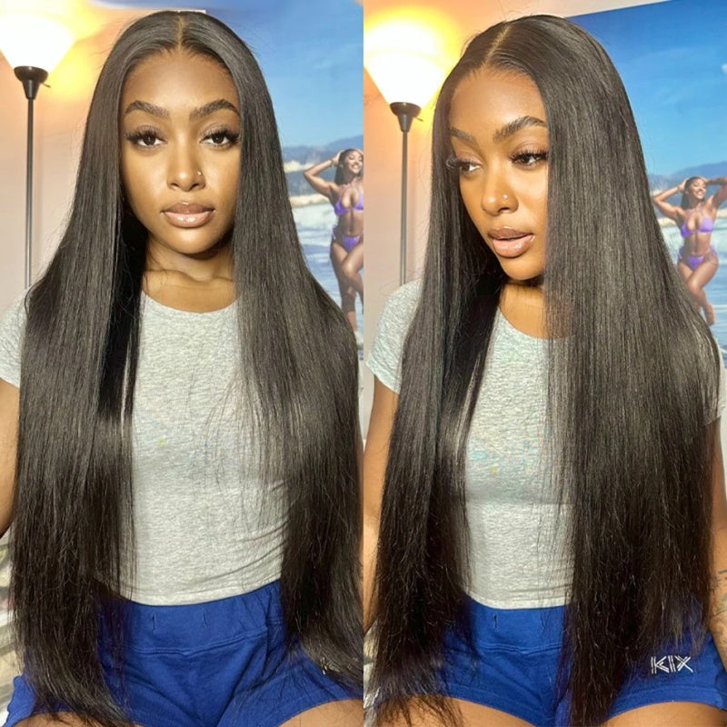 Overnight Shipping 13x4 Glueless Lace Wigs Straight Human Hair Wig Transparent Lace Front Wig