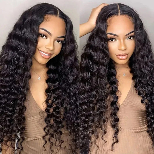 Overnight Shipping Water Wave Human Hair Wigs 13x4 Glueless Lace Frontal Wigs Human Hair Pre Plucked with Baby Hair Wet and Wavy Wigs