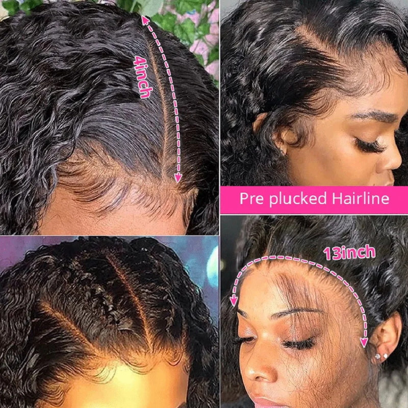 [Upgrade 13×4 Full Lace Front] Kinky Curly Undetectable Invisible Lace Frontal Wigs Pre Plucked 180% Density