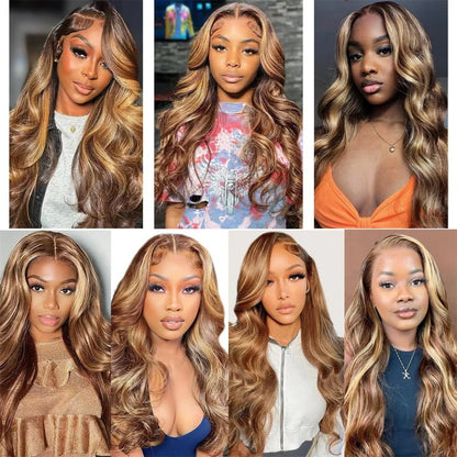 [Upgrade 13×4 Full Lace Front] P4/27 Highlight Body Wave Ombre Color Glueless Human Hair Wigs