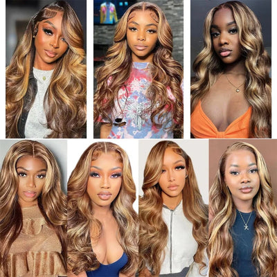 [Upgrade 13×4 Full Lace Front] P4/27 Highlight Body Wave Ombre Color Glueless Human Hair Wigs