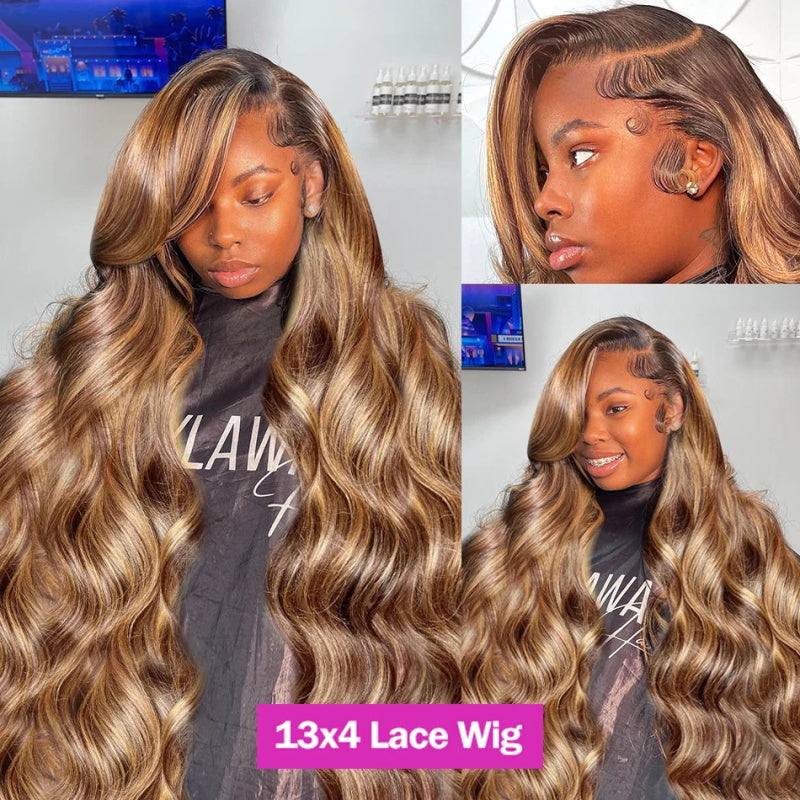 [Upgrade 13×4 Full Lace Front] P4/27 Highlight Body Wave Ombre Color Glueless Human Hair Wigs