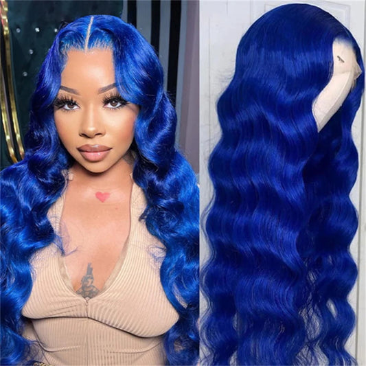 Wear Go Body Wave Wig Blue Color Pre-lucked 13x4 HD Lace Frontal Wig Body Wave Human Hair Wig For Black Women Long Body Wave Glueless Wig