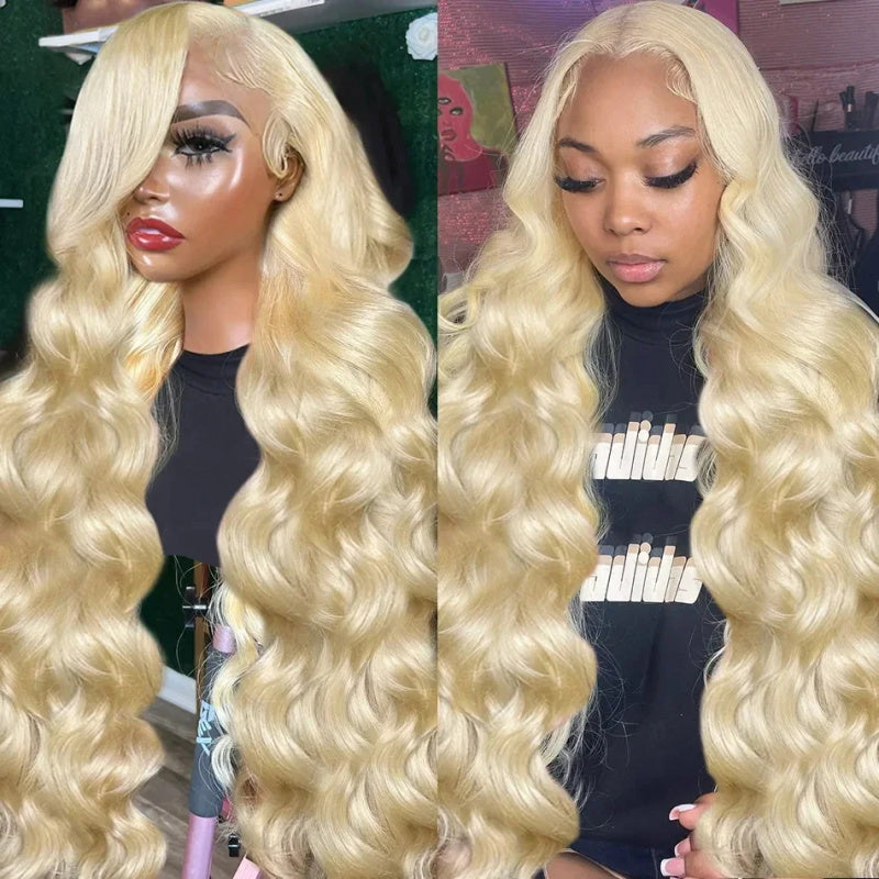 Wear and Go 613 Frontal Wig Long Blonde Body Wave Wig Pre-plucked 13x4 HD Lace Front Glueless Human Hair Wig With Bleached Knots