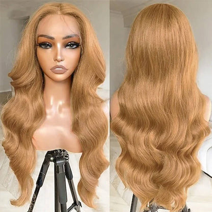 #27 Honey Blonde Color Wear and Go Body Wave 13x4 Lace Front Wig 180% Density Human Hair Wigs with Pre-plucked