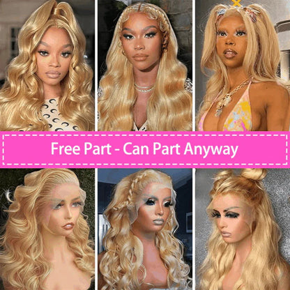 #27 Honey Blonde Color Wear and Go Body Wave 13x4 Lace Front Wig 180% Density Human Hair Wigs with Pre-plucked