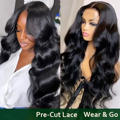 Real Glueless Body Wave Lace Front Wig Pre-plucked 13x4 HD Lace Body Wave Long Wig Pre-Cut Bleached Knots