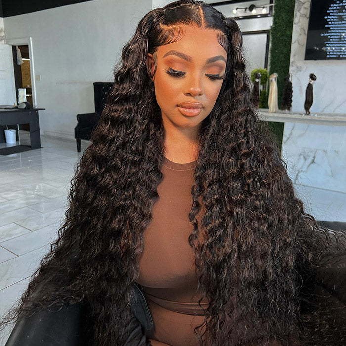 Pre-plucked Deep Wave Wear Go Glueless Wig Pre-Cut 13x4 HD Lace Front Wig Deep Wave Wig With Bleached Knots