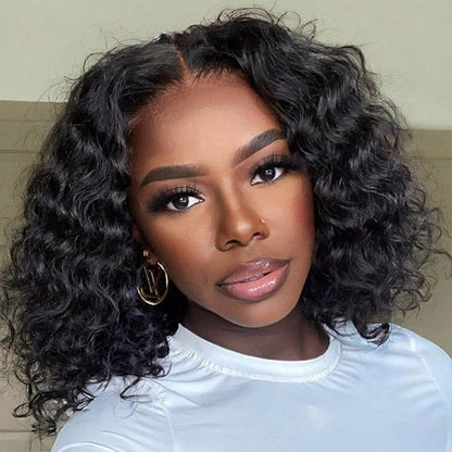 Deep Wave Bob Wig Pre-plucked Glueless Wigs Pre-cut Lace Front Wig With Bleahced Knots Deep Bob Wigs