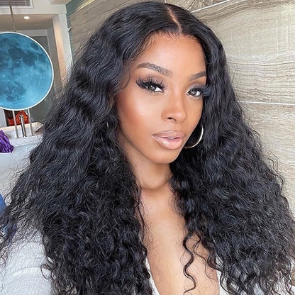 Glueless 13x6 HD Lace Frontal Wig Deep Wave Human Hair Easy Ready To Wear Wig Pre-plucked Deep Curly Wigs With Bleached Knots