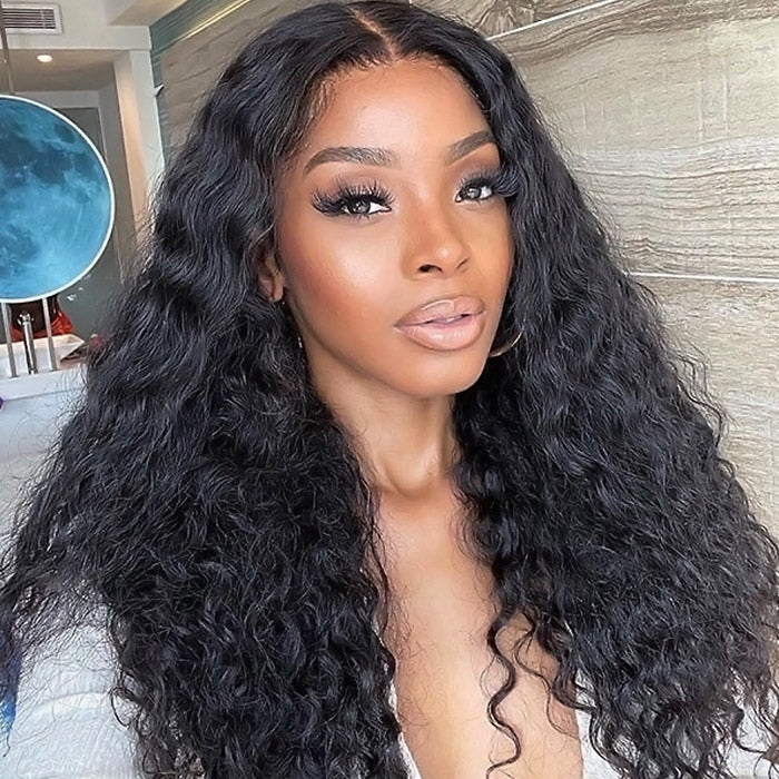 Glueless 13x6 HD Lace Frontal Wig Deep Wave Human Hair Easy Ready To Wear Wig Pre-plucked Deep Curly Wigs With Bleached Knots