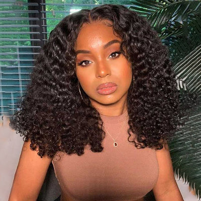 Ready To Go Glueless Deep Wave Wig Pre-cut HD Lace Closure Wig Pre-plucked 5x5 HD Lace Short Bob Wigs With Bleached Knots