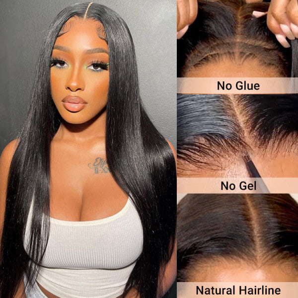 Bleached Knots 5*5 Wear & Go Wigs Silky Straight Hair Pre Plucked With Natural Hairline