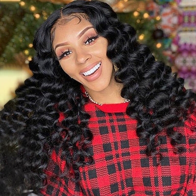 32 Inch 13x6 Loose Deep Wave Wear and Go Glueless Wigs Pre-plucked Loose Deep Wave With Bleached Knots Pre-cut Lace