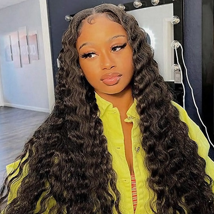 Wear Go Glueless Loose Deep Wig Pre-plucked 13x4 HD Lace Front Wig 180% Density With Bleached Knots Pre-cut HD Lace