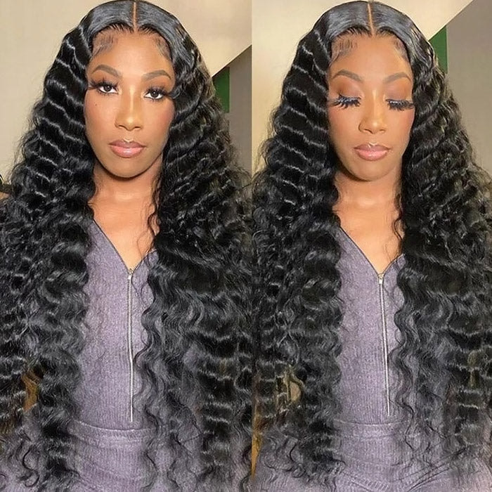 Wear Go Glueless Loose Deep Wig Pre-plucked 13x4 HD Lace Front Wig 180% Density With Bleached Knots Pre-cut HD Lace