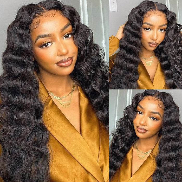 32 Inch 13x6 Loose Deep Wave Wear and Go Glueless Wigs Pre-plucked Loose Deep Wave With Bleached Knots Pre-cut Lace