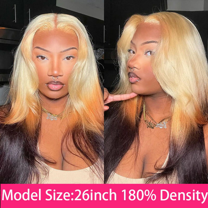 Glueless Body Wave Blonde Wig 13x4 HD Lace Front Wig Ombre Blonde Human Hair Wigs