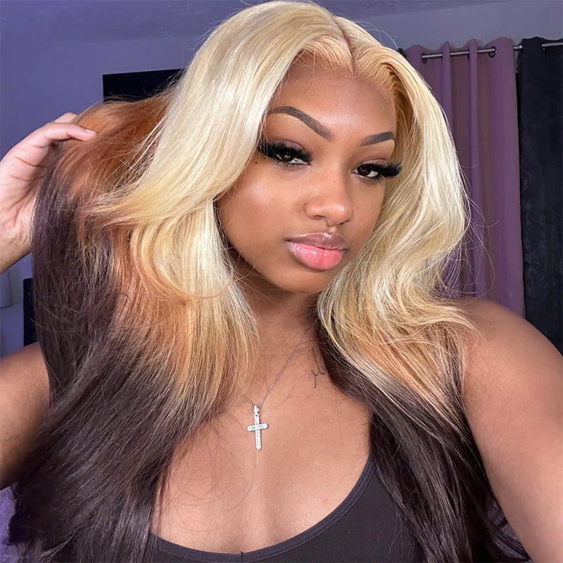Glueless Body Wave Blonde Wig 13x4 HD Lace Front Wig Ombre Blonde Human Hair Wigs
