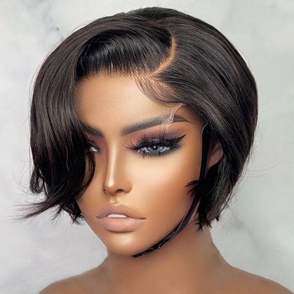 Hairinbeauty Flash Sale Pixie Haircut 13*4 Straight Bob Wig Natural and Highlight Color