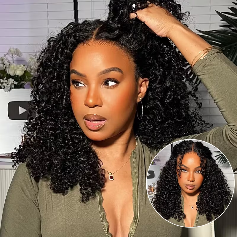 Hairinbeauty Wear Go Kinky Curly 5x5 Bob Lace Wig Pre Bleached Tiny Knots HD Lace Glueless Wig