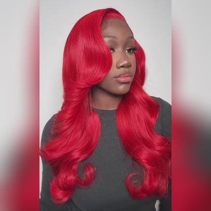 Glueless Wig Red Human Hair Wig 13x4 Lace Front Wig Body Wave Hair Wig