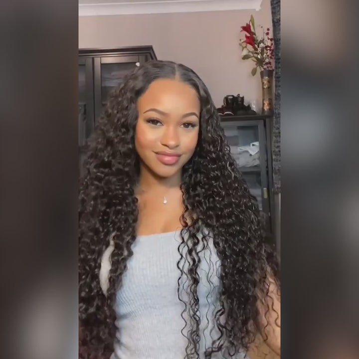 Deep Wave Wear Go Lace Front Wigs 13x4 Pre-Plucked Glueless Wig with Natural Hairline Pre-cut HD Lace Wigs
