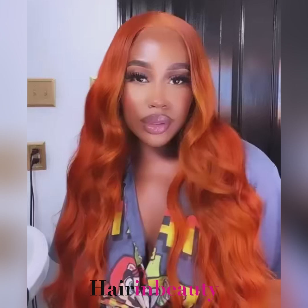 Glueless Ginger Human Hair Wig 13x4 Lace Front Wig Body Wave Hair Wigs Lace Frontal Wig 30 Inch