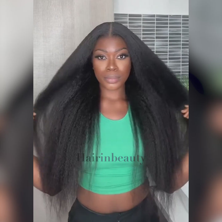 Kinky Straight Wear & Go Glueless Wigs Pre Cut HD Lace Front Wig Beginner Friendly Pre-plucked Wigs