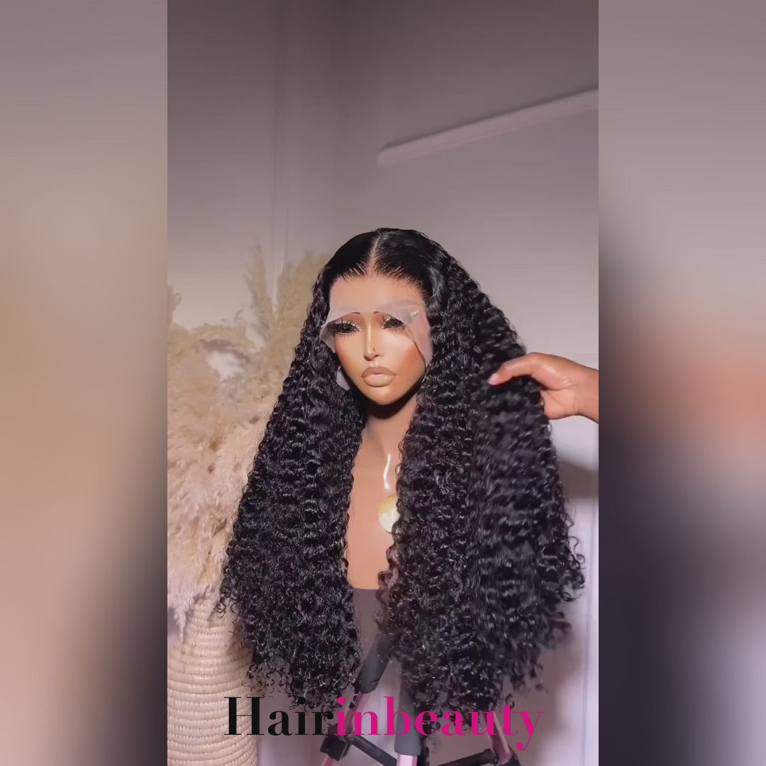 40 Inch Long 13x4 Lace Front Wig Glueless Kinky Curly Wig Ready To Wear Deep Curly Human Hair Wig 250% Density
