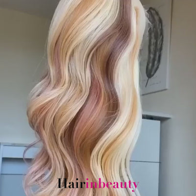 Highlight 13x4 HD Lace Front Wigs Blonde Balayage Wigs Glueless Colored Body Wave Human Hair Wigs
