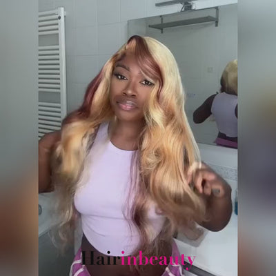 Highlight 13x4 HD Lace Front Wigs Blonde Balayage Wigs Glueless Colored Body Wave Human Hair Wigs
