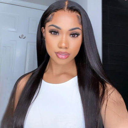 Ready To Wear Straight Glueless Wig 180% Density Pre-plucked 13x6 Lace Frontal Wig With Bleached Knots Pre-cut