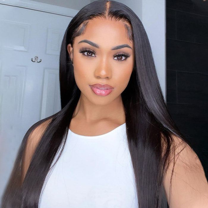 Wear and Go Straight Glueless Wig 180% Density Pre-plucked 13x6 Lace Frontal Wig With Bleached Knots Pre-cut