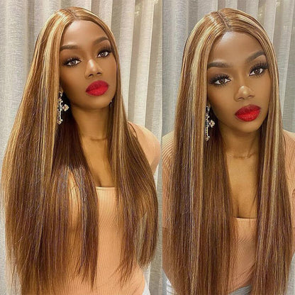 5*5 Highlight Straight Human Hair Ready To Wear Glueless Wigs