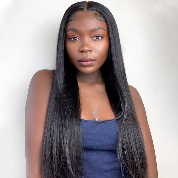 Ready To Wear Straight Glueless Wig 180% Density Pre-plucked 13x6 Lace Frontal Wig With Bleached Knots Pre-cut