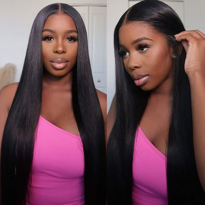 Ready To Wear Straight Glueless Wig 180% Density Pre-plucked 13x6 Lace Frontal Wig With Bleached Knots Pre-cut