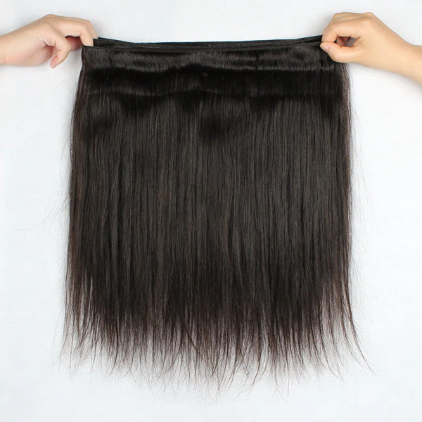 Overnight Shipping Brazilian Straight Hair 3 Bundles with 4x4 Lace Closure Human Hair