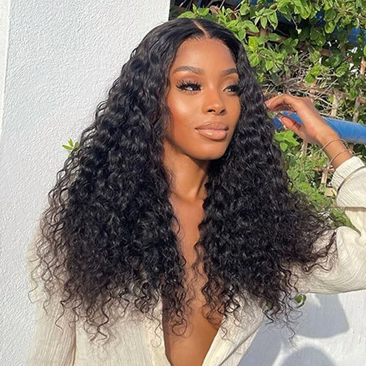 Ready To Wear Glueless Lace Wig Water Wave 13x4 HD Lace Front Wig 180% Density Pre-plucked With Natural Hairline Bleached Knots