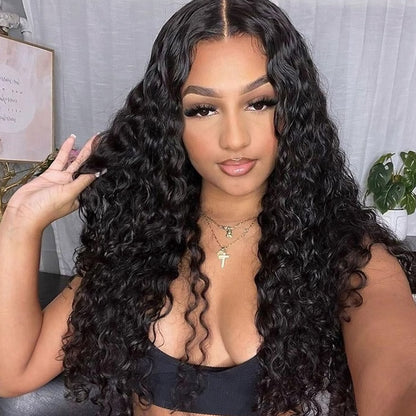 Ready To Wear Water Wave Glueless Lace Front Wig 180% Density 13x6 HD Lace Wigs Pre-cut Lace Bleached Knots Beginner Friendly