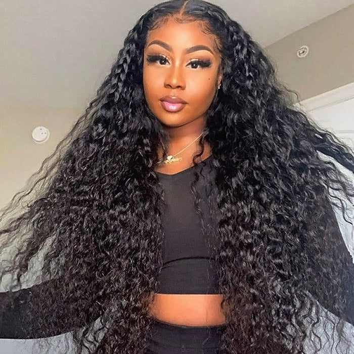 Ready To Wear Glueless Lace Wig Water Wave 13x4 HD Lace Front Wig 180% Density Pre-plucked With Natural Hairline Bleached Knots