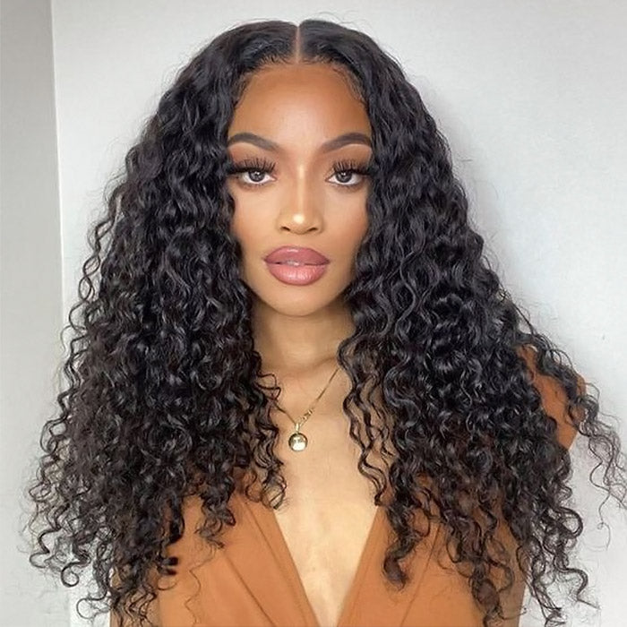 Ready To Wear Water Wave Glueless Lace Front Wig 180% Density 13x6 HD Lace Wigs Pre-cut Lace Bleached Knots Beginner Friendly