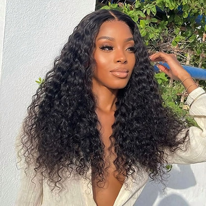 Ready To Wear Glueless Lace Wig Water Wave 13x4 HD Lace Front Wig 180% Density Pre-plucked With Natural Hairline Bleached Knots