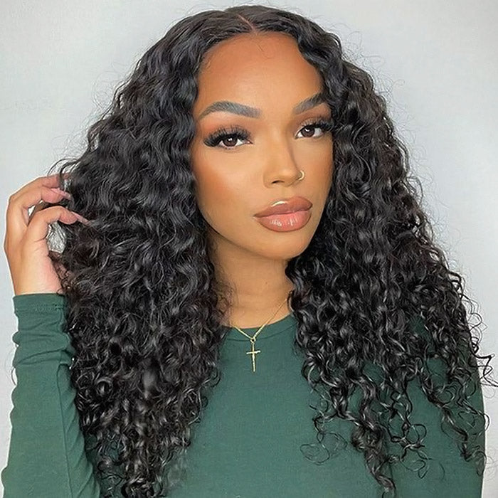 Ready To Wear Water Wave Glueless Lace Front Wig 180% Density 13x6 HD Lace Wigs Pre-cut Lace Bleached Knots Beginner Friendly