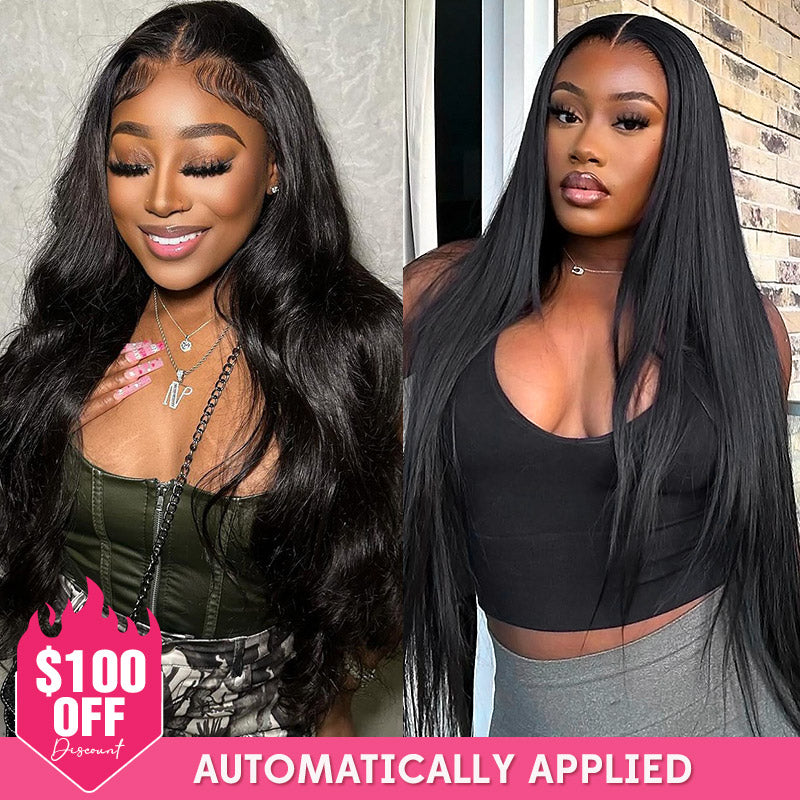 [$100 OFF Deal] Straight /Body Wave 4x4 Lace Closure Wig Undetectable Transparent Human Hair Wigs