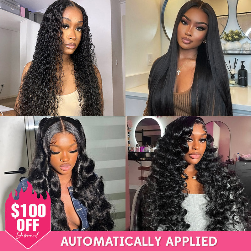 [$100 OFF Deal] 13X6 Transparent Lace Front Wig Pre plucked With Baby Hair Straight/Body Wave Human Hair Wigs