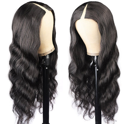 V Part Wig Affordable Silk Body Wave Human Hair Wig For Women Glueless